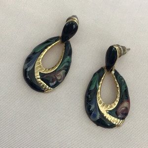 Enamel Hand Painted Door Knocker Earrings